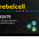 Rebelcell 12V75 Edge LiFePO4 Akku mit/ohne Ladegerät
